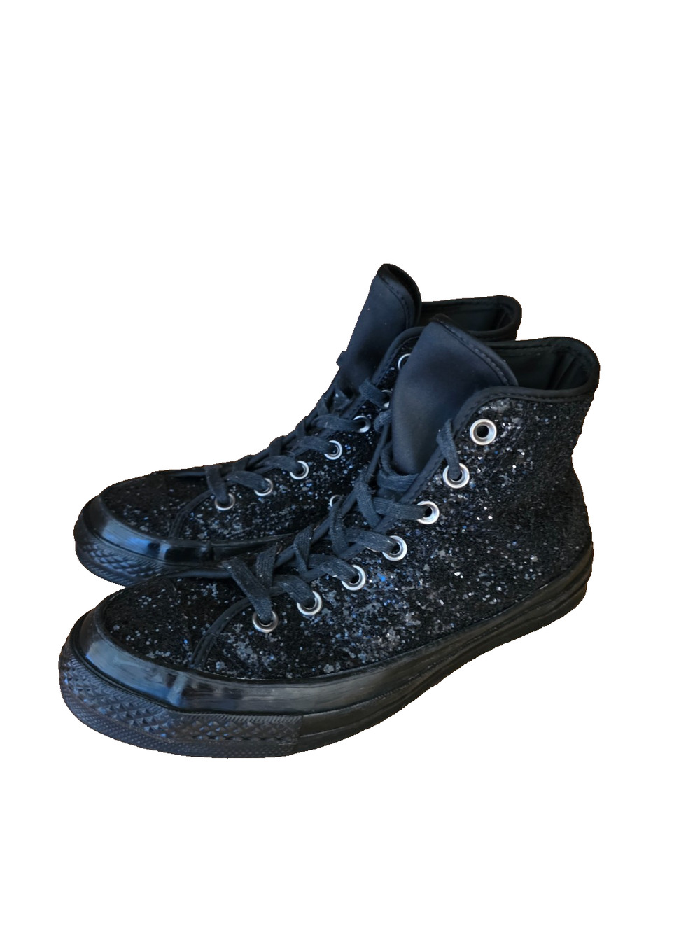 Converse Chuck Taylor High Top Sneakers Size W8/M6 Black Glitters Glam All Star